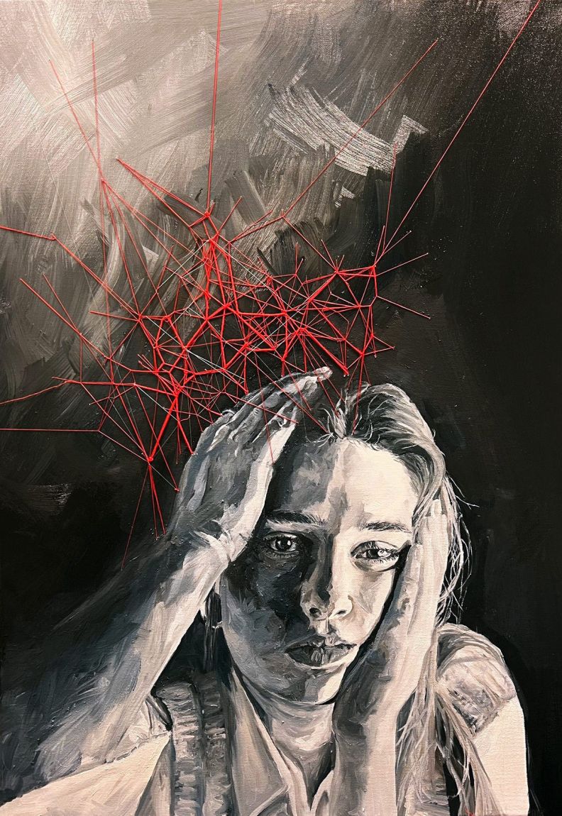 Social Confusion - Oil and thread on canvas
