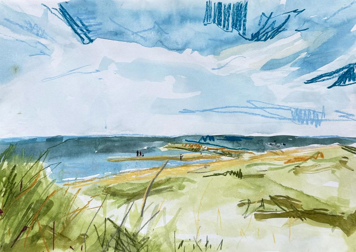 First Encounter Beach - Watercolour and pencil on paper