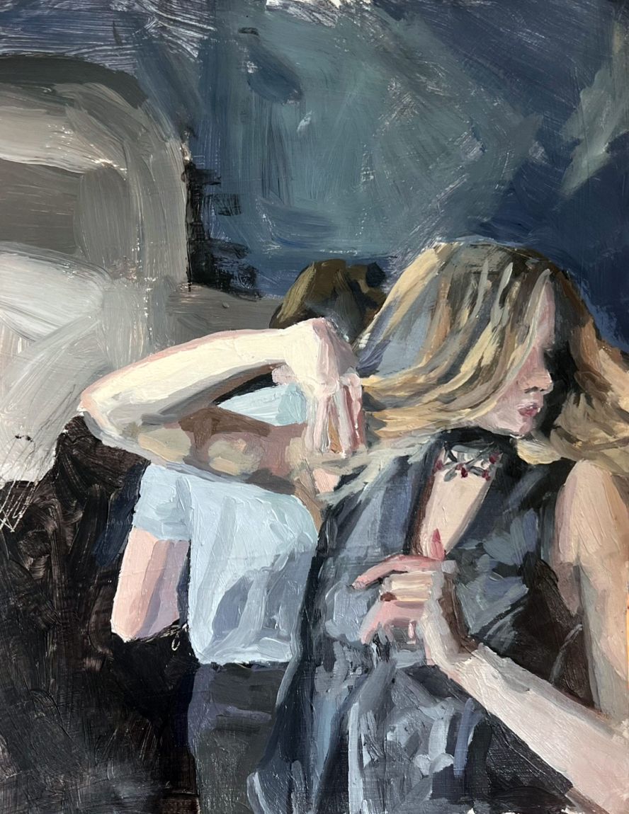 Ava Dancing in the Club - Acrylic and oil on paper