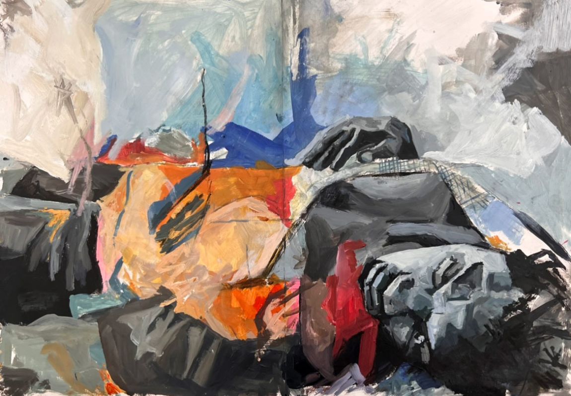 Experiment - Acrylic, oil charcoal on paper